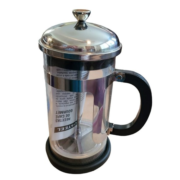 Arcosteel Coffee French Press Glass and Silver 8 Cup with Coaster DH638 - Picture 5 of 9